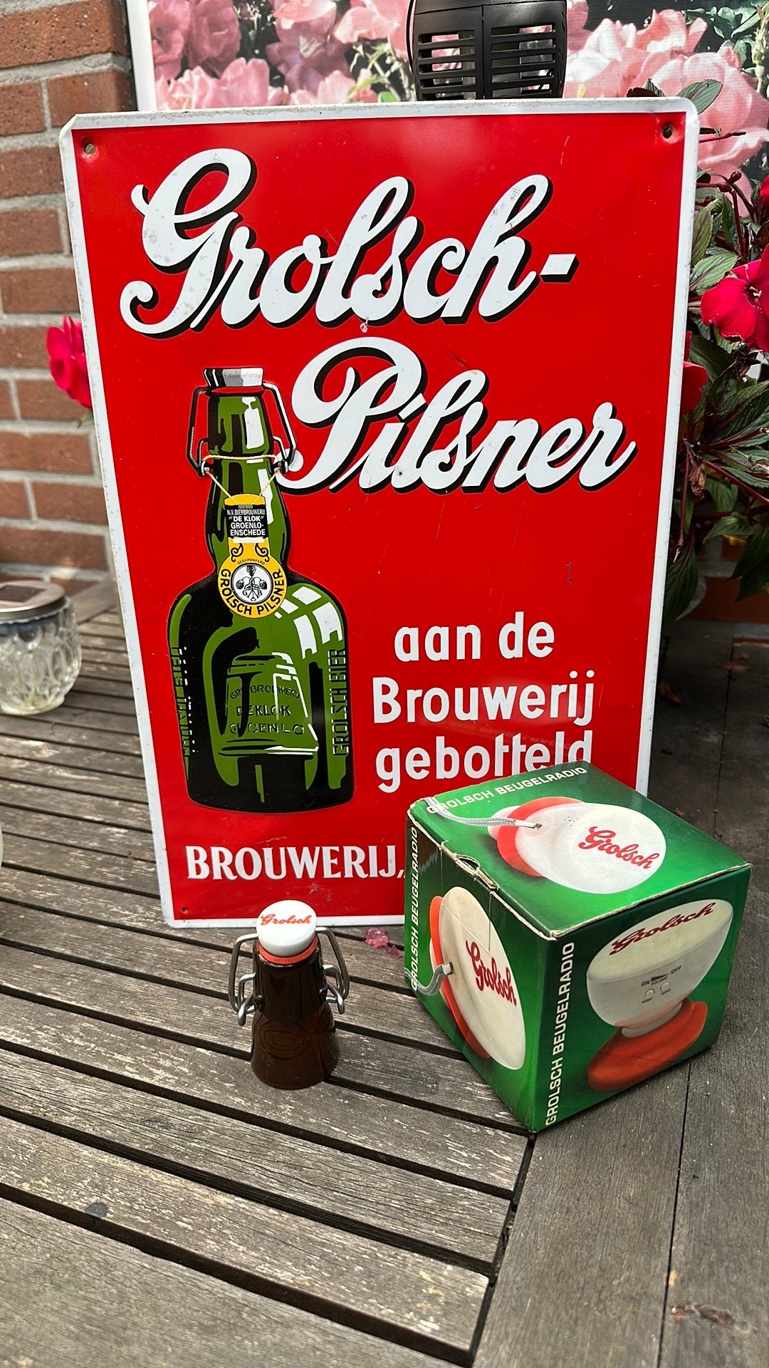 Grolsch bord, radio en opener, Ophalen of Verzenden, Zo goed als nieuw, Reclamebord, Plaat of Schild, Grolsch