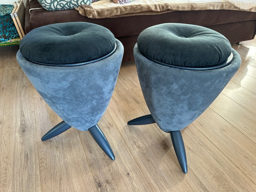 2x Leolux Tamtam pouf (poef, bijzettafel), Ophalen, Minder dan 50 cm, Rond, Minder dan 50 cm