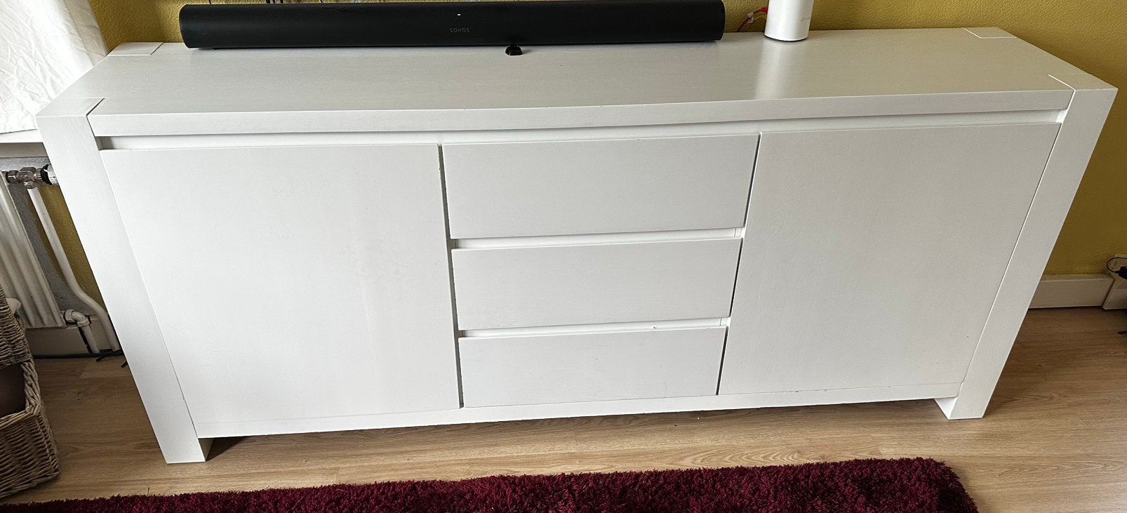 Wit massief eiken houten dressoir, Ophalen, Gebruikt, 25 tot 50 cm, Eikenhout
