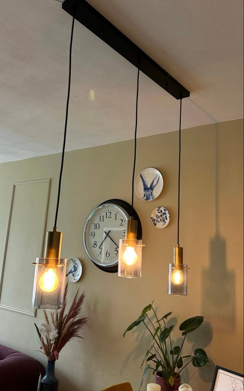 KARWEI hanglamp Nordin 3-lichts messing rookglas, Ophalen, Zo goed als nieuw, Metaal, E14 (klein)