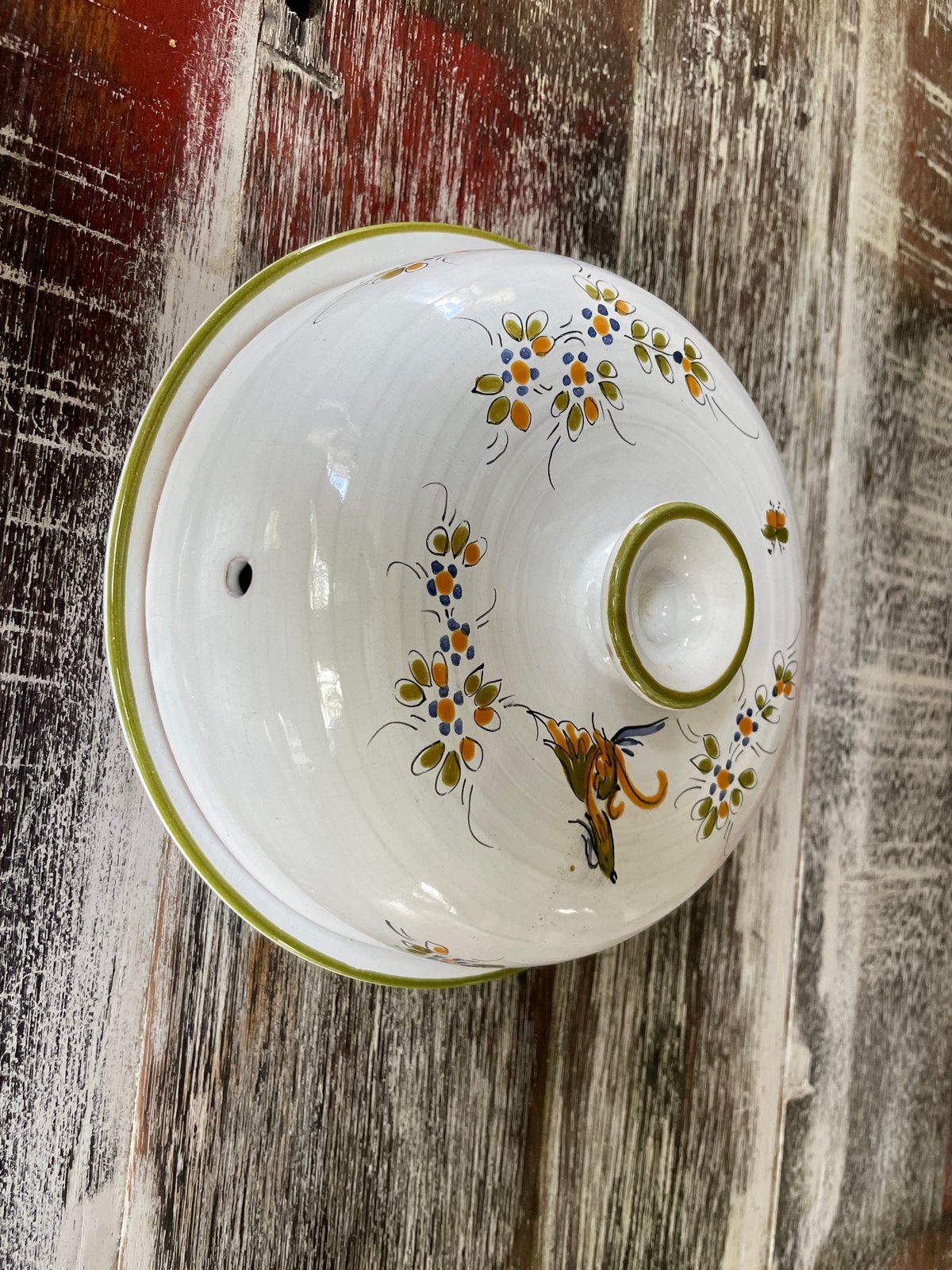 Decor Moustiers Fait Main Kaasstolp - Handgeschilderd, Keramiek, Overige typen, Ophalen of Verzenden, Zo goed als nieuw