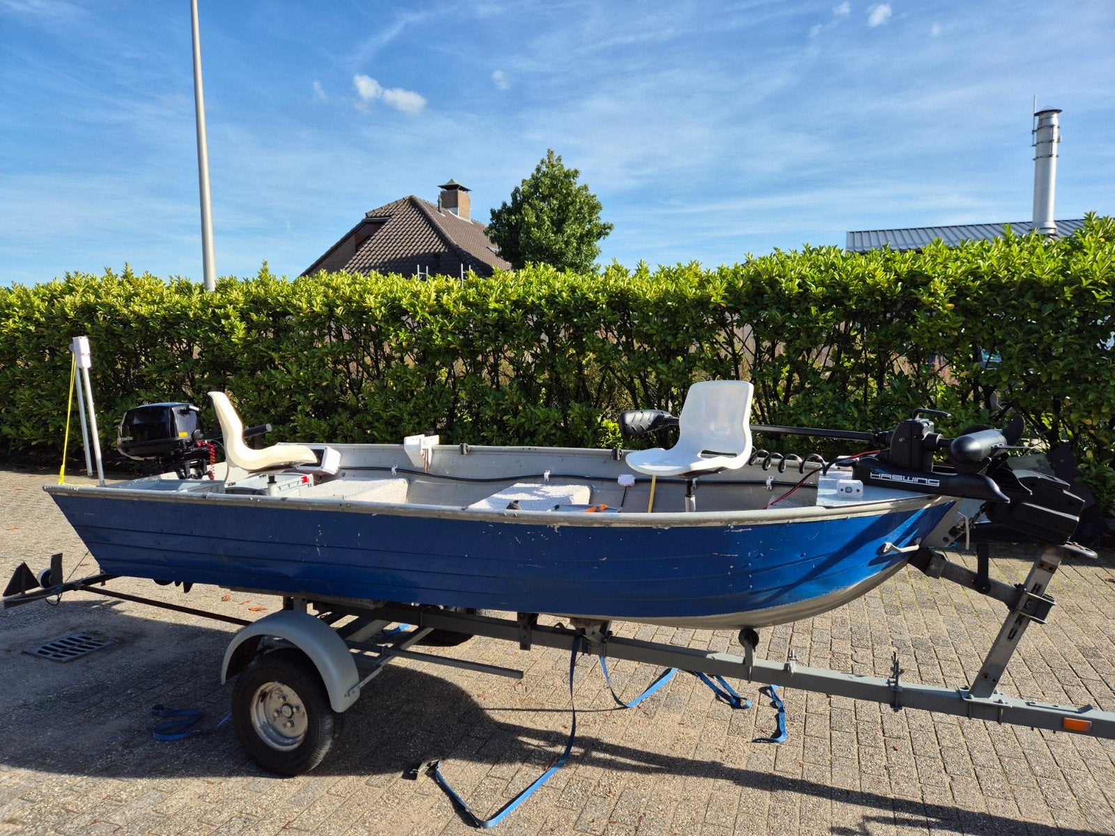 Visboot / toerboot aluminium zeer compleet, Watersport en Boten, Ophalen, Gebruikt, 4 m, Tot 10 pk