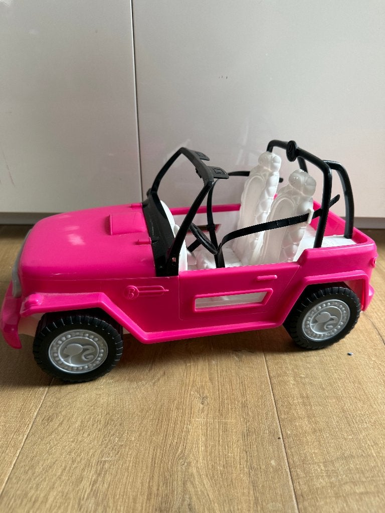 Barbie Beach Cruiser Jeep - Knalroze Mattel (Y6856), Ophalen of Verzenden, Gebruikt, Barbie
