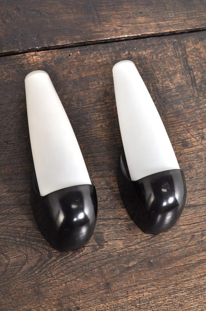 Vintage wandlampen Bo-Niko opaline bakeliet lamp jaren 60, Ophalen of Verzenden, Gebruikt, Glas
