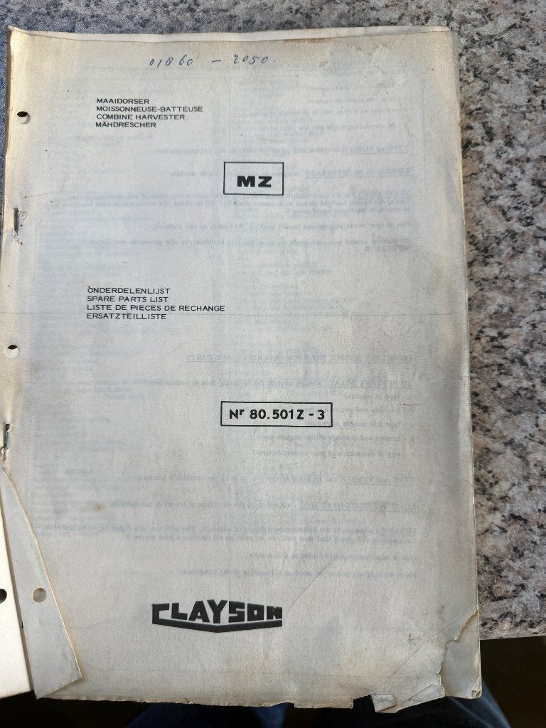Onderdelen catalogus voor clayson MZ combine, Ophalen of Verzenden