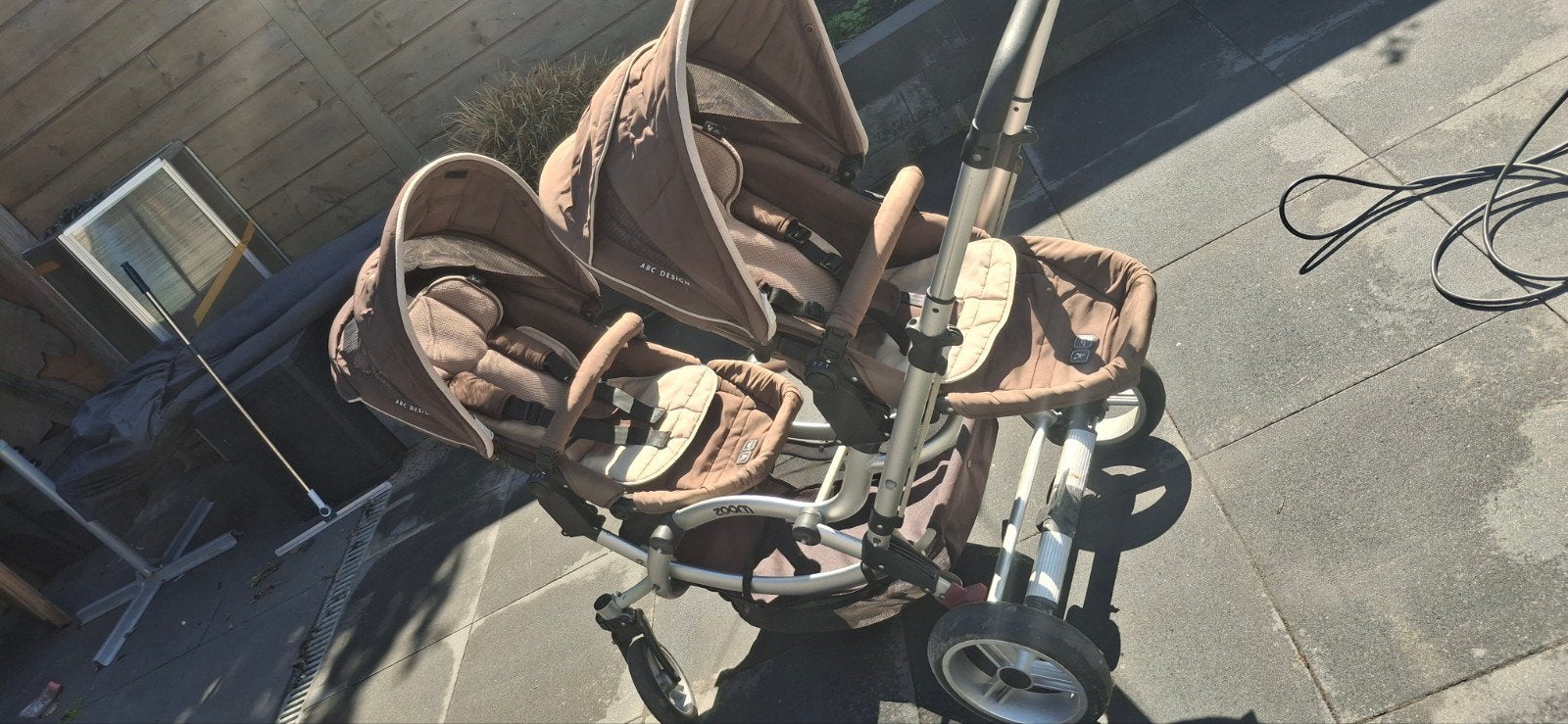 ABC Design Zoom Duowagen - Bruin, Kinderen en Baby's, Kinderwagens en Combinaties, Overige merken, Gebruikt, Verstelbare duwstang