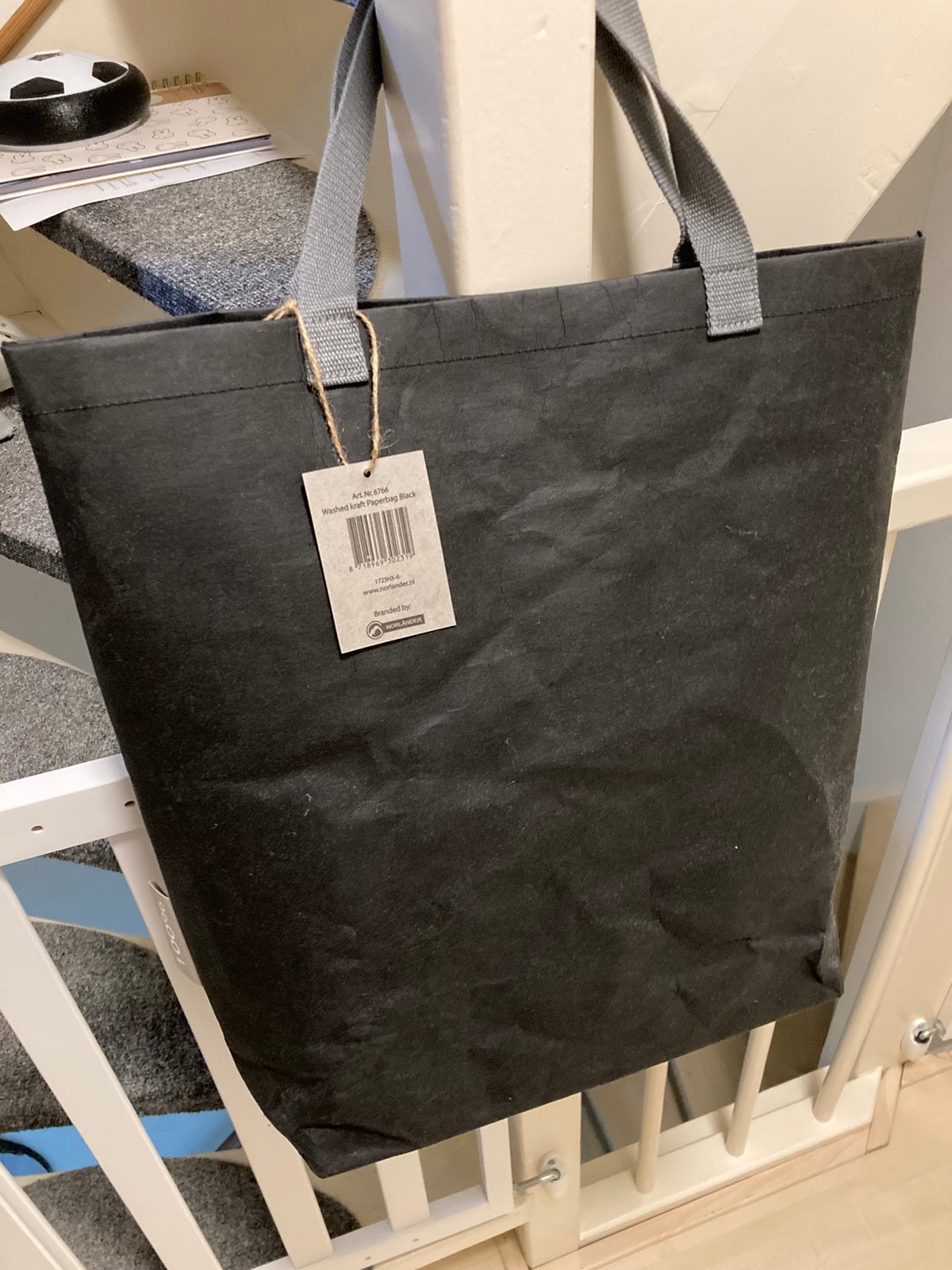 Norlander 6766 Washed Kraft Paperbag Zwart, 30 cm of meer, Zwart, Minder dan 40 cm, Nieuw