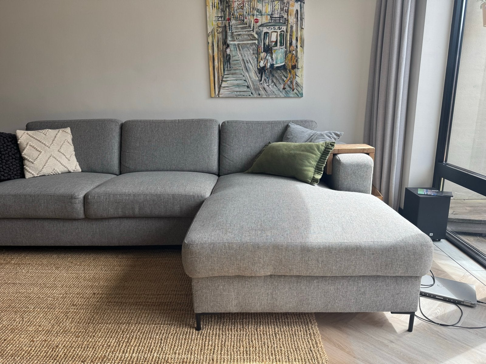 Bank met long chair, Huis en Inrichting, Ophalen, 250 tot 300 cm, Gebruikt, 125 tot 150 cm