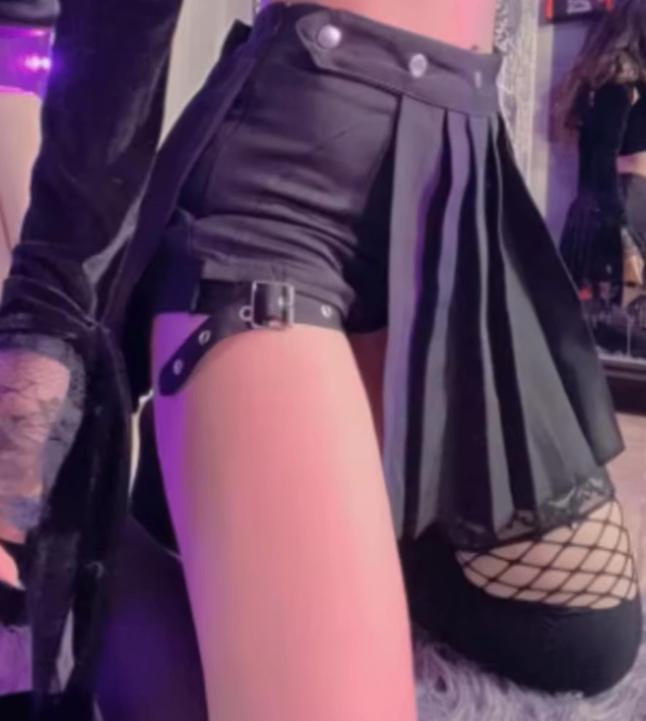 AltGoth Punk Mall Gothic rok afneembaar met katoen - Zwart