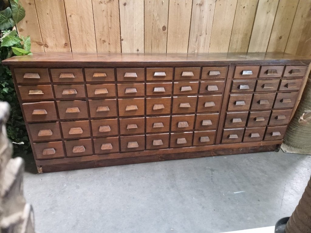 Antieke Eiken Apothekerskast / Ladenkast 50 laden, Ophalen, Gebruikt, 5 laden of meer, Jaren 20/30