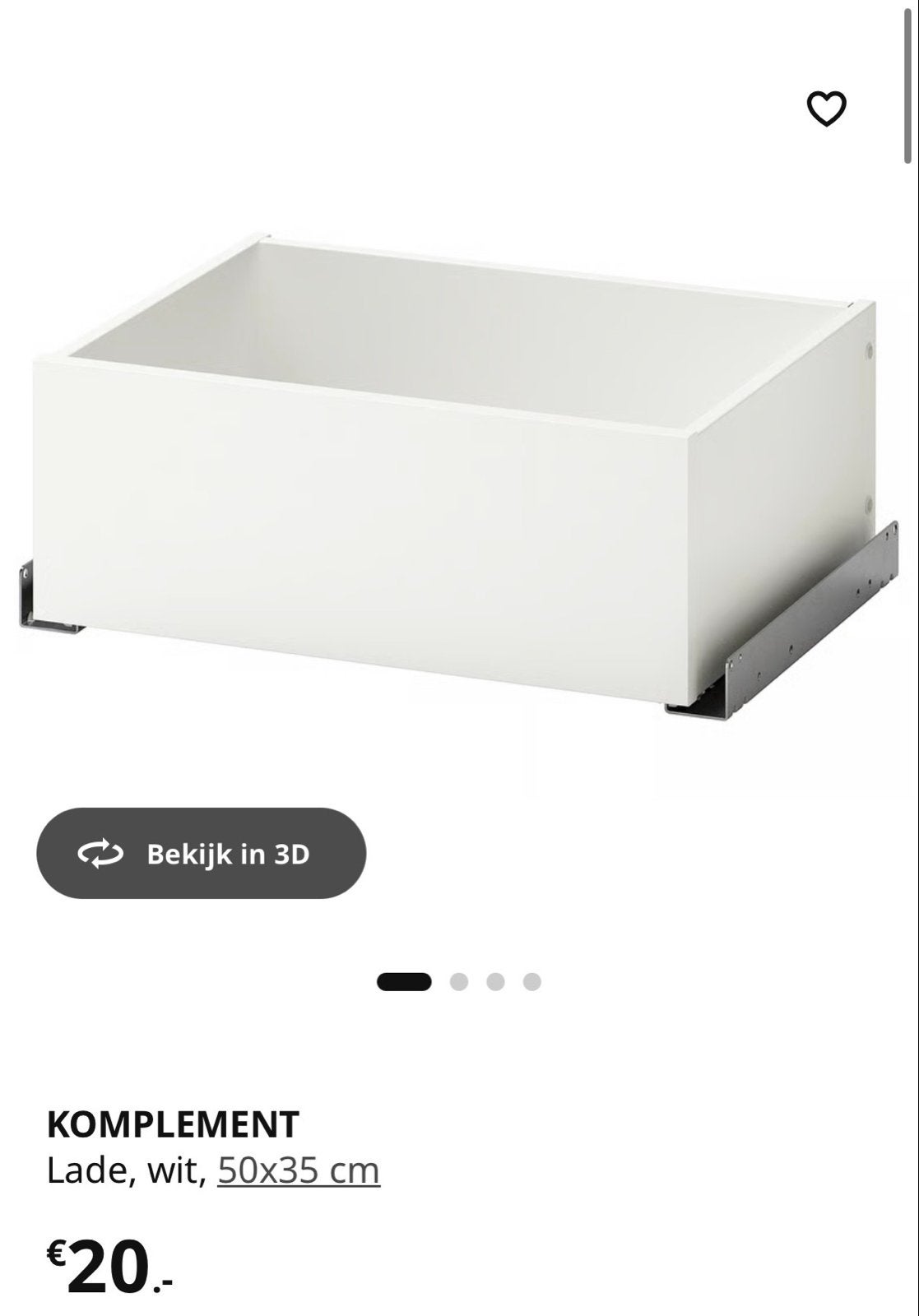 7x IKEA Komplement lade 50x35 cm met rails, Ophalen, Gebruikt, 50 tot 100 cm, Minder dan 100 cm