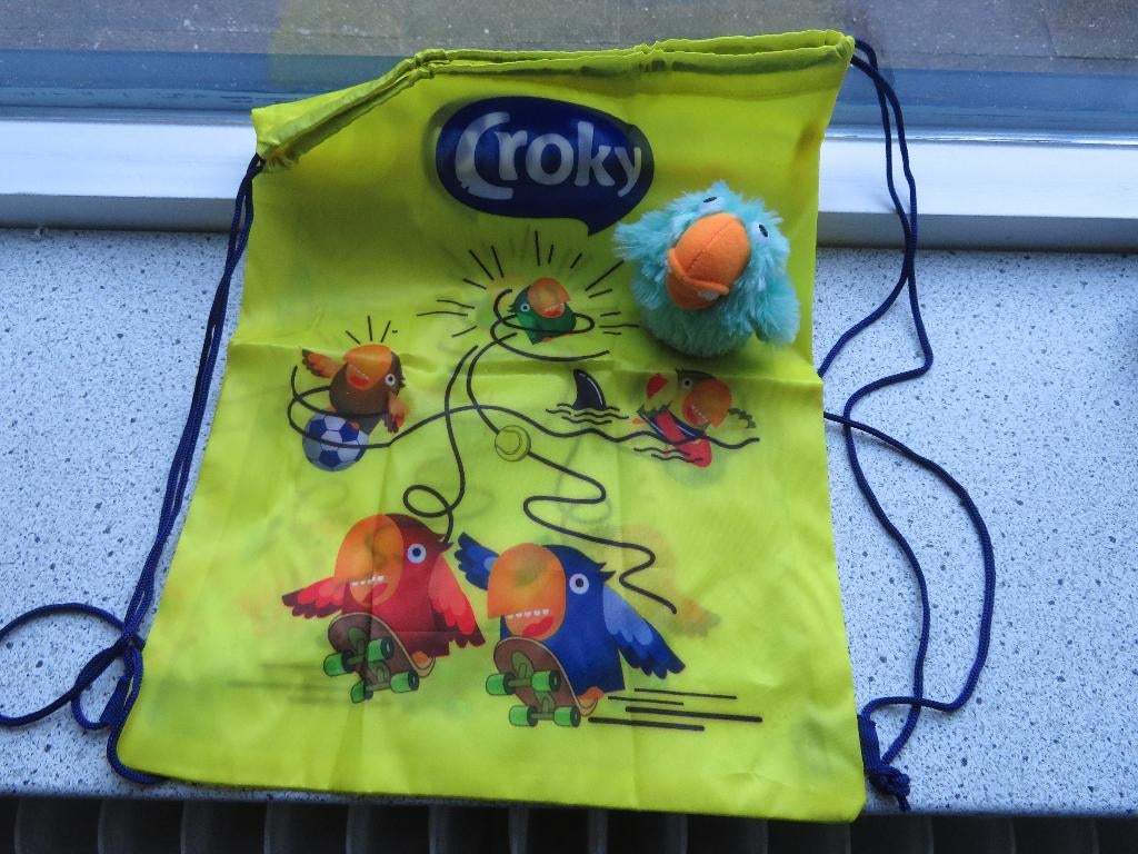 Kunststof rugtas merk CROKY met sleutelhanger papagaai chips, Ophalen of Verzenden, Nieuw