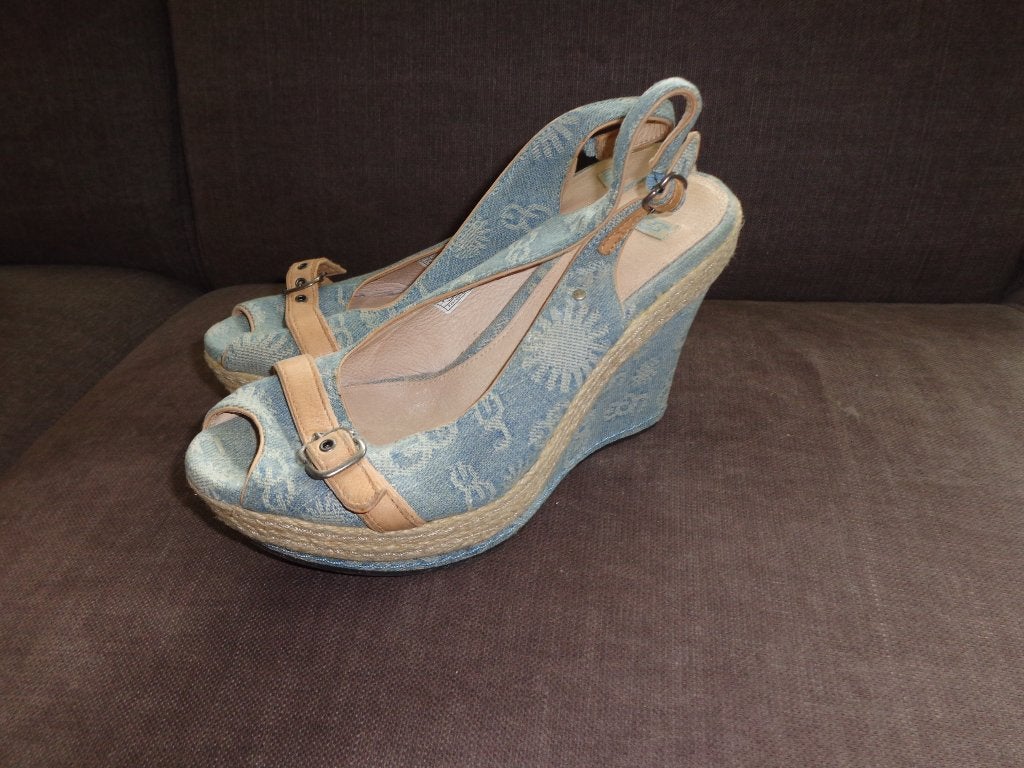 blauwe sandalen met sleehak van UGG, maat 39, Blauw, Zo goed als nieuw, Sandalen of Muiltjes, Ophalen of Verzenden
