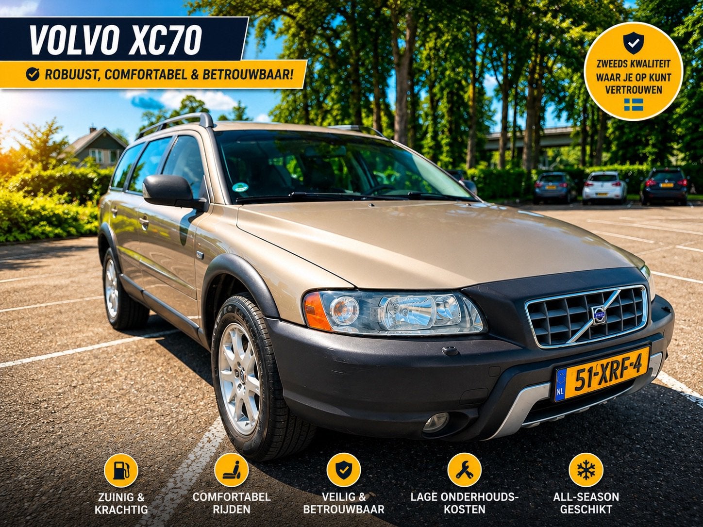 Volvo XC70 2.5 T AWD Geartronic 2005/youngtimer/four-c/xenon, Auto's, Automaat, 1800 kg, Beige, XC70