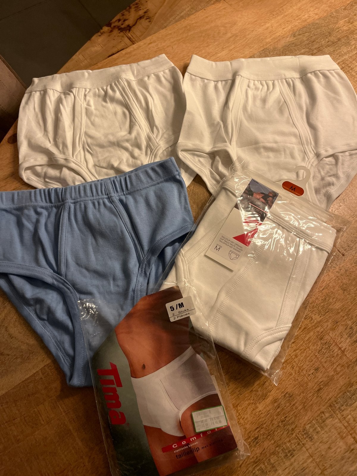 5 Nieuwe Heren Slips Maat M - Wit en Blauw, Kleding | Heren, Ophalen of Verzenden, Wit, Slip