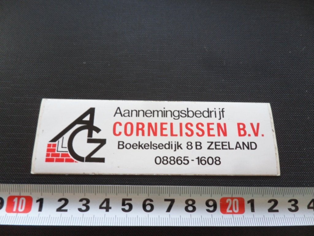 sticker zeeland aannemingsbedrijf CORNELISSEN boekelsedijk, Ophalen, Zo goed als nieuw