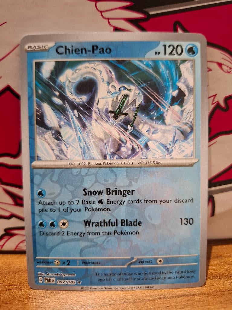 Pokemon Chien-Pao PAR 057/182 reverse holo, Ophalen of Verzenden, Nieuw, Losse kaart