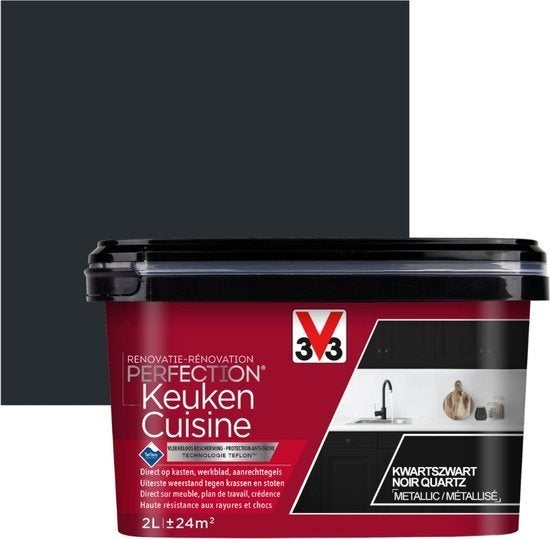 V33 Renovatieverf Keuken, Zwart, Nieuw, Ophalen of Verzenden, Verf