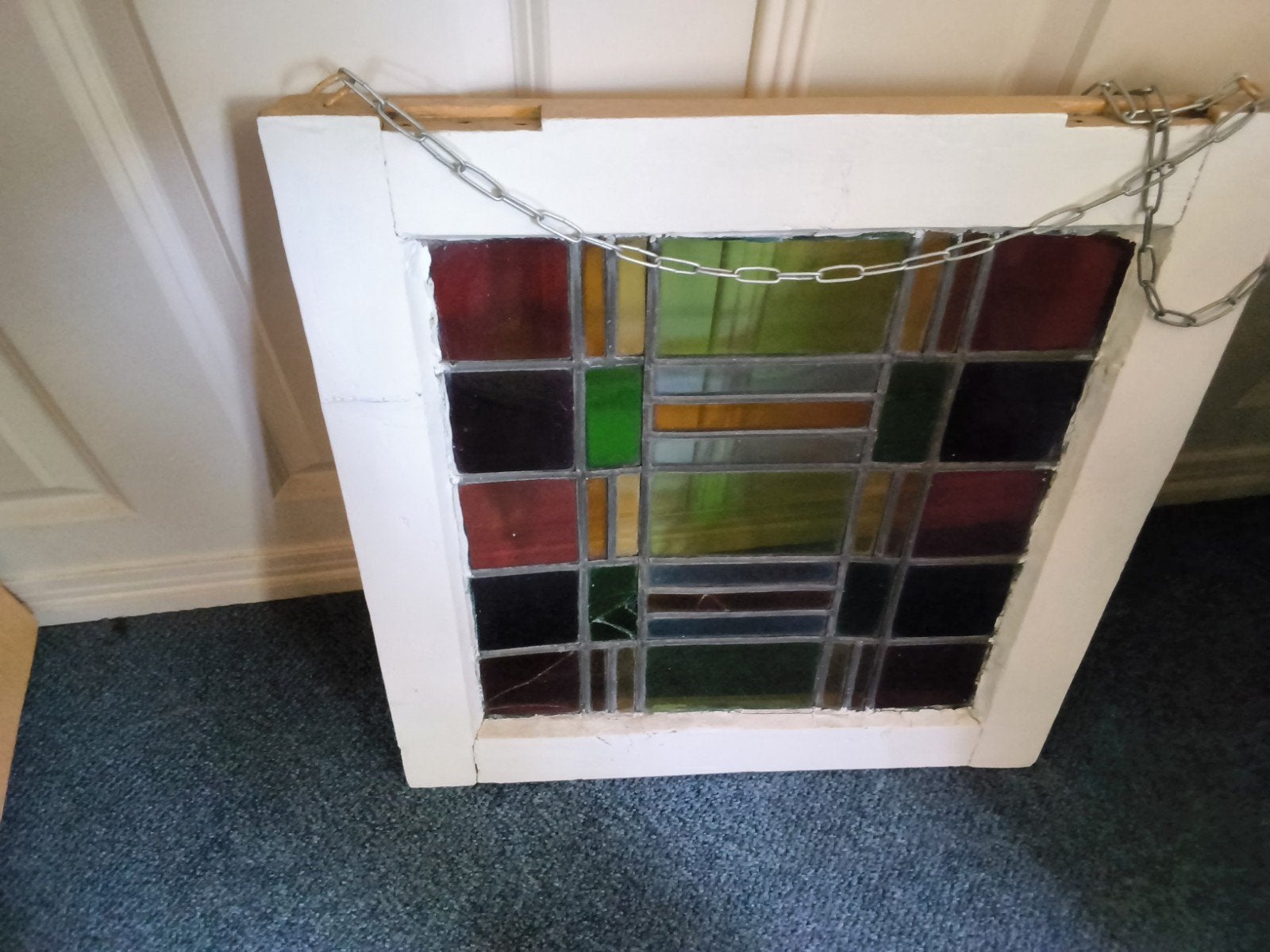 Glas in lood paneel 51 bij 55 cm, Ophalen, Minder dan 80 cm, Glas in lood, Minder dan 80 cm