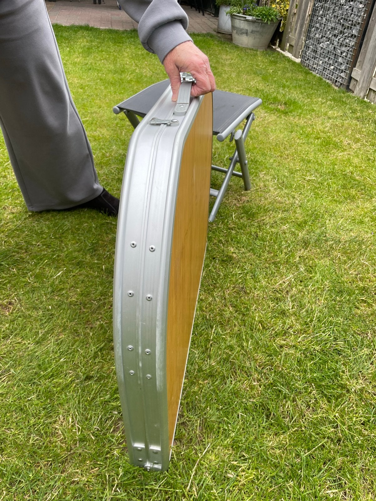 DEFA Europe Opvouwbare Campingtafel - Bamboe Look, Caravans en Kamperen, Ophalen of Verzenden, Gebruikt