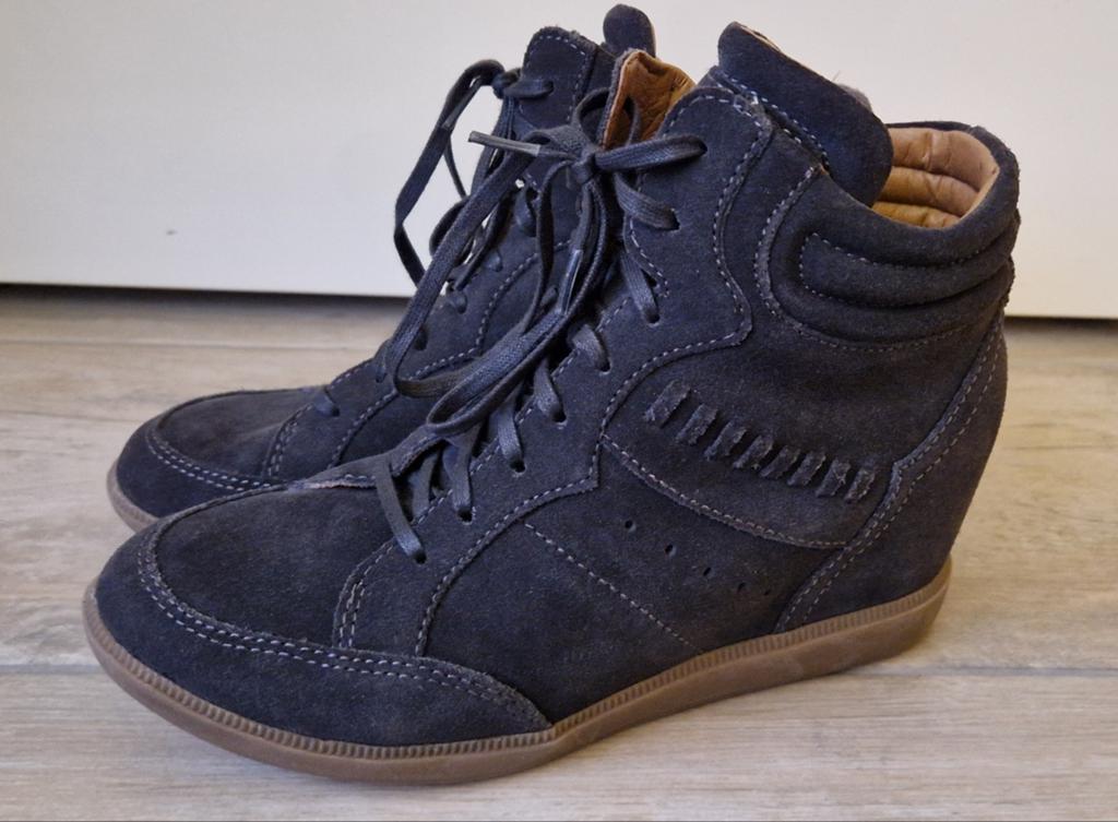 Mt. 38 Zgan Esprit d.blauw enkellaarsje /hoge schoen met hak, Blauw, Ophalen of Verzenden, Zo goed als nieuw, Esprit