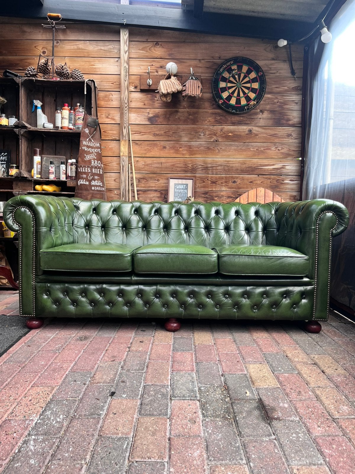 Chesterfield 3 zits bank, 150 tot 200 cm, Driepersoons, Ophalen of Verzenden, Zo goed als nieuw