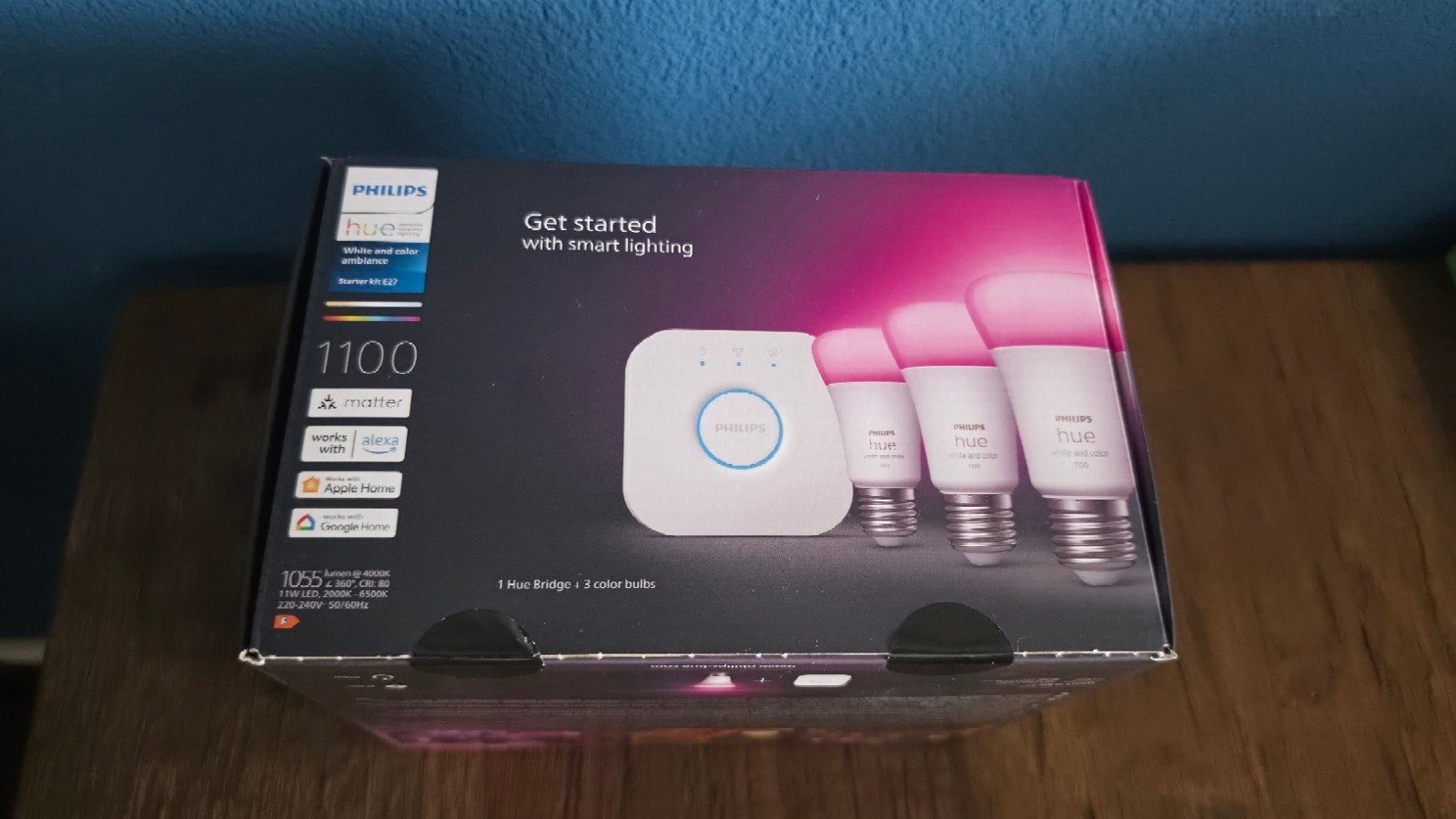 Philips Hue White and Color Startpakket E27 3-pack + Bridge, Huis en Inrichting, Lampen | Losse lampen, Led-lamp, Minder dan 30 watt