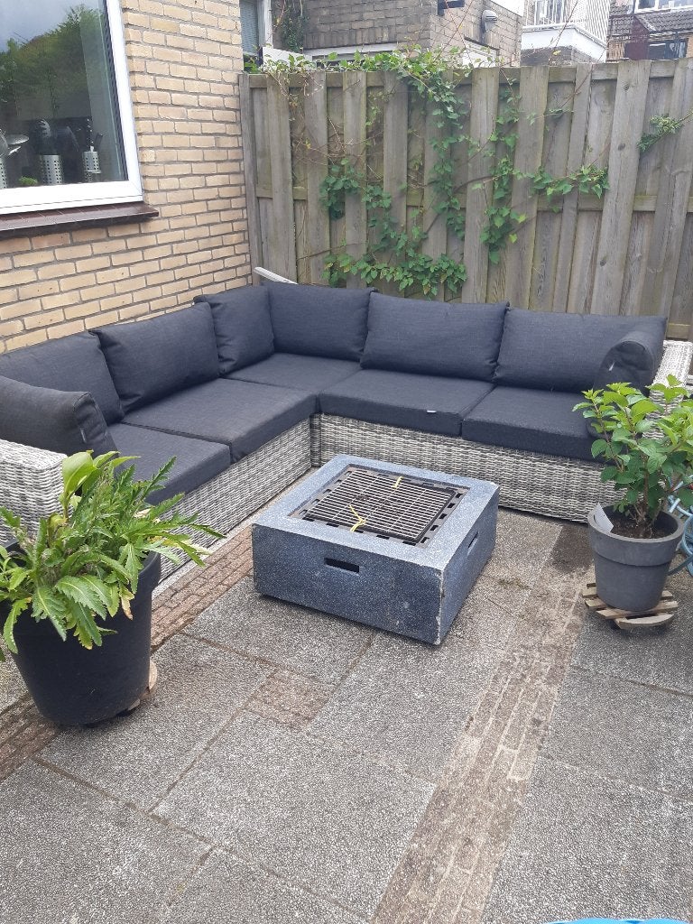loungeset + kussens + opbergkist + BBQ-tafel, Tuin en Terras, Tuinsets en Loungesets, Ophalen, Gebruikt, 6 zitplaatsen, Loungeset