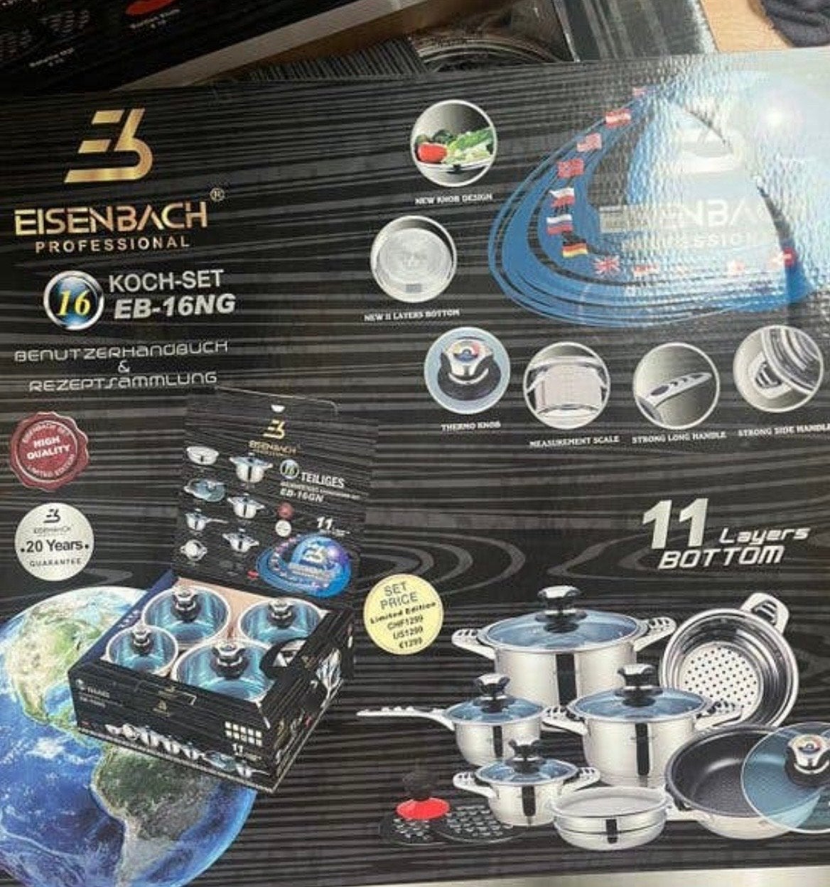 Eisenbach Professional 16-delige pannenset EB-16NG, Met deksel, Nieuw, Pannenset, Ophalen of Verzenden