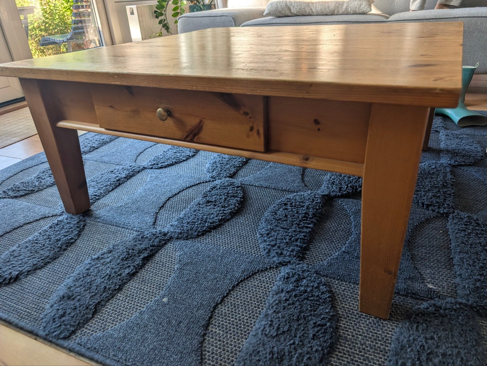 Grenen salontafel met lade, Ophalen, Gebruikt, Vierkant, Grenenhout