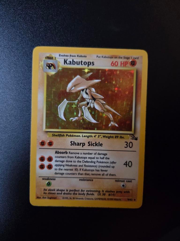 Kabutops 9/62 Pokemon Fossil holo Engels, Ophalen of Verzenden, Zo goed als nieuw, Booster, Foil