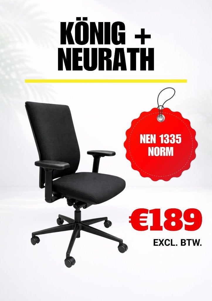 König + Neurath - NEN 1335 - Bureaustoel - Zwart, Huis en Inrichting, Zwart, Ophalen of Verzenden, Zo goed als nieuw, Bureaustoel
