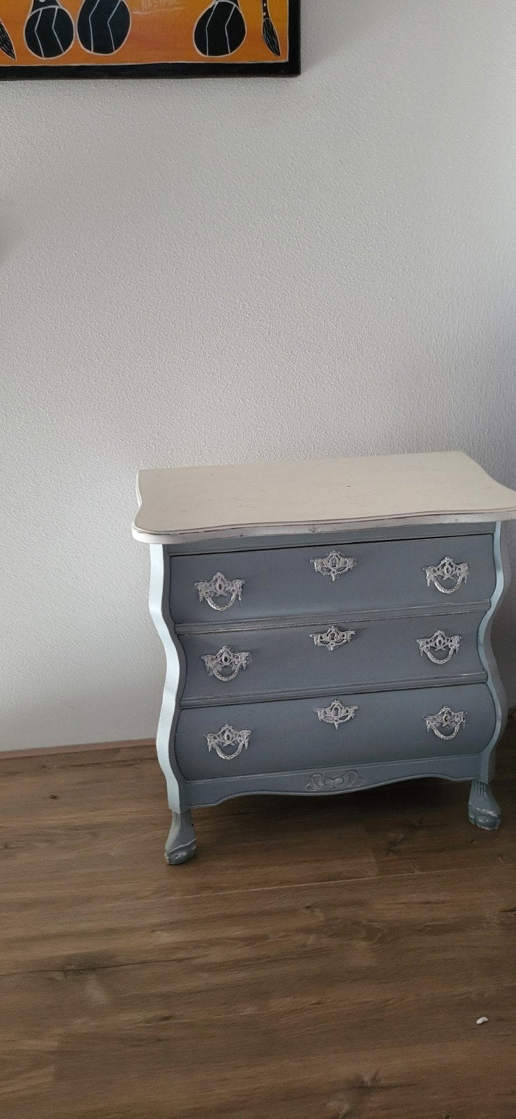 Vintage commode met lades - Grijs/Wit, Ophalen, Gebruikt, Vintage, Klassiek, 50 tot 100 cm