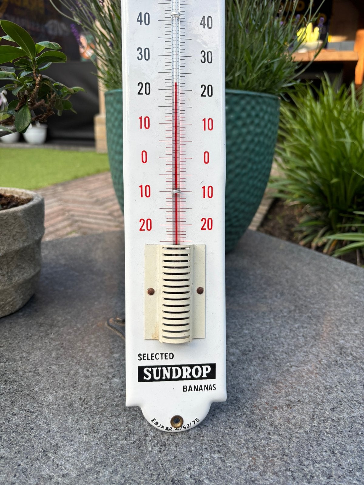 Emaille thermometer reclamebord, Ophalen of Verzenden, Zo goed als nieuw, Reclamebord