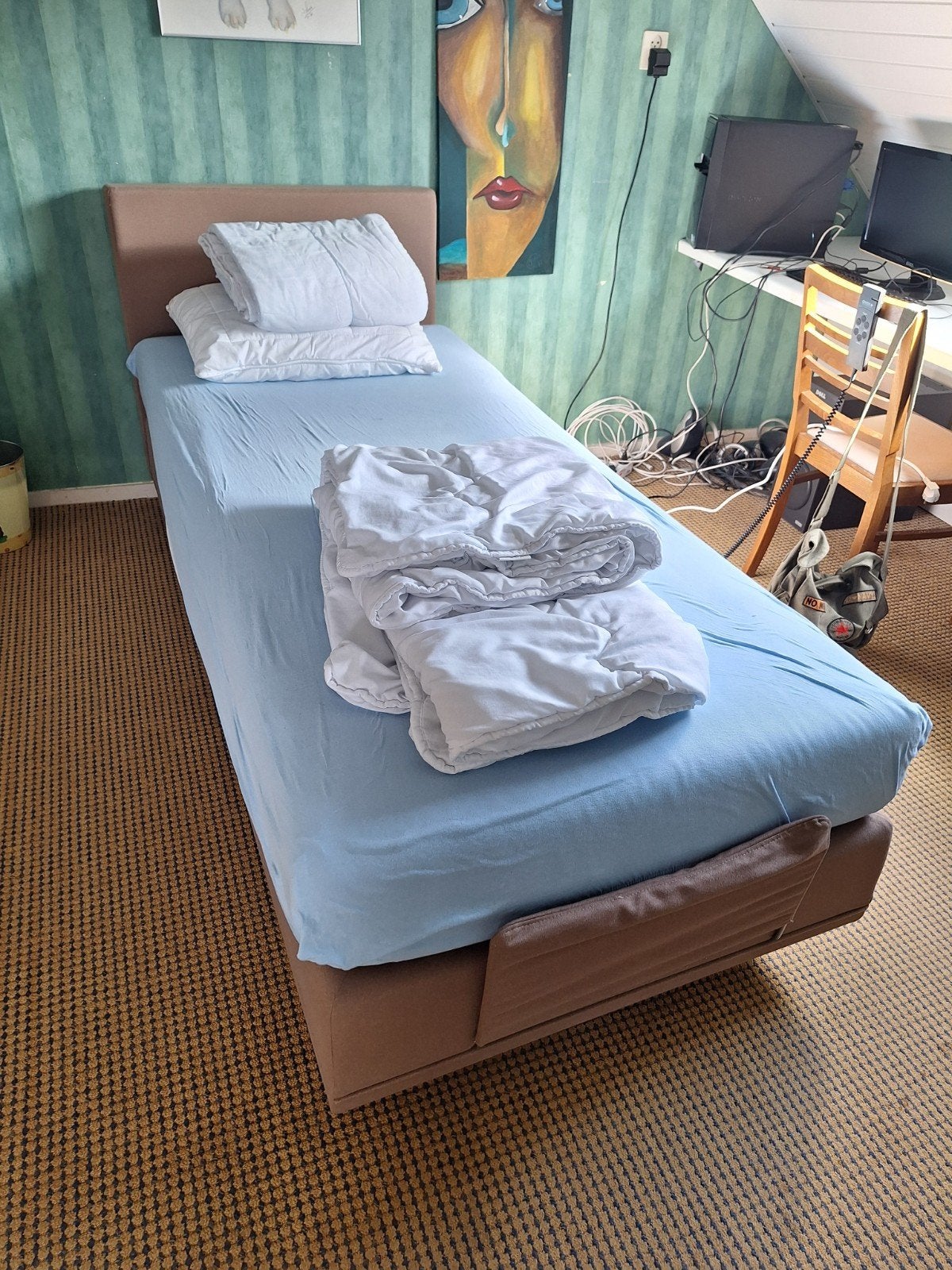 Elektrisch verstelbare boxspring, Ophalen, Modern en functioneel, 90 cm, Eenpersoons