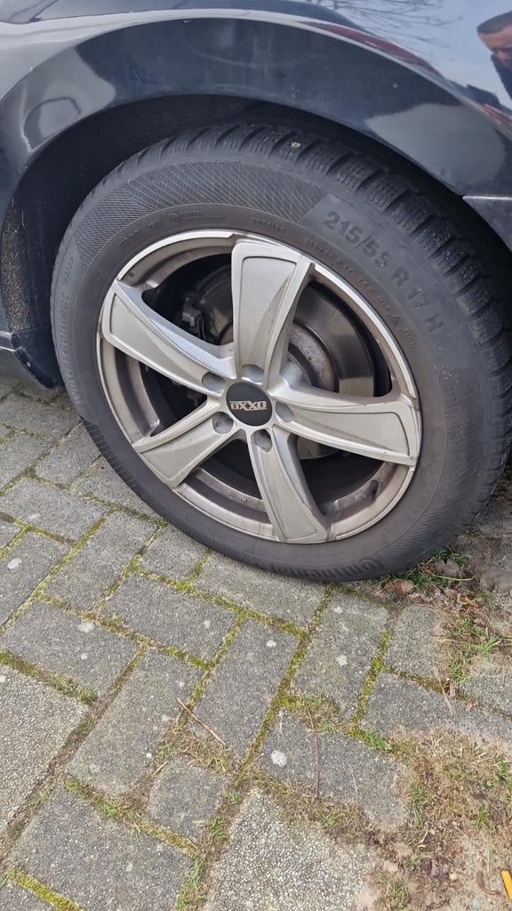 Continental Winterbanden met Lichtmetalen Velgen 215/55/17, Auto-onderdelen, Banden en Velgen, Ophalen, 215 mm, Banden en Velgen