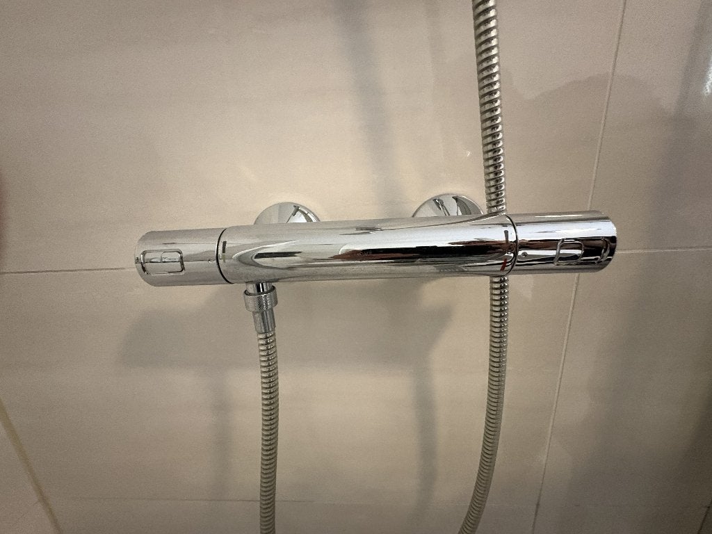 Grohe Douchekraan met Douchekop en Stang, Ophalen, Gebruikt, Chroom, Kraan
