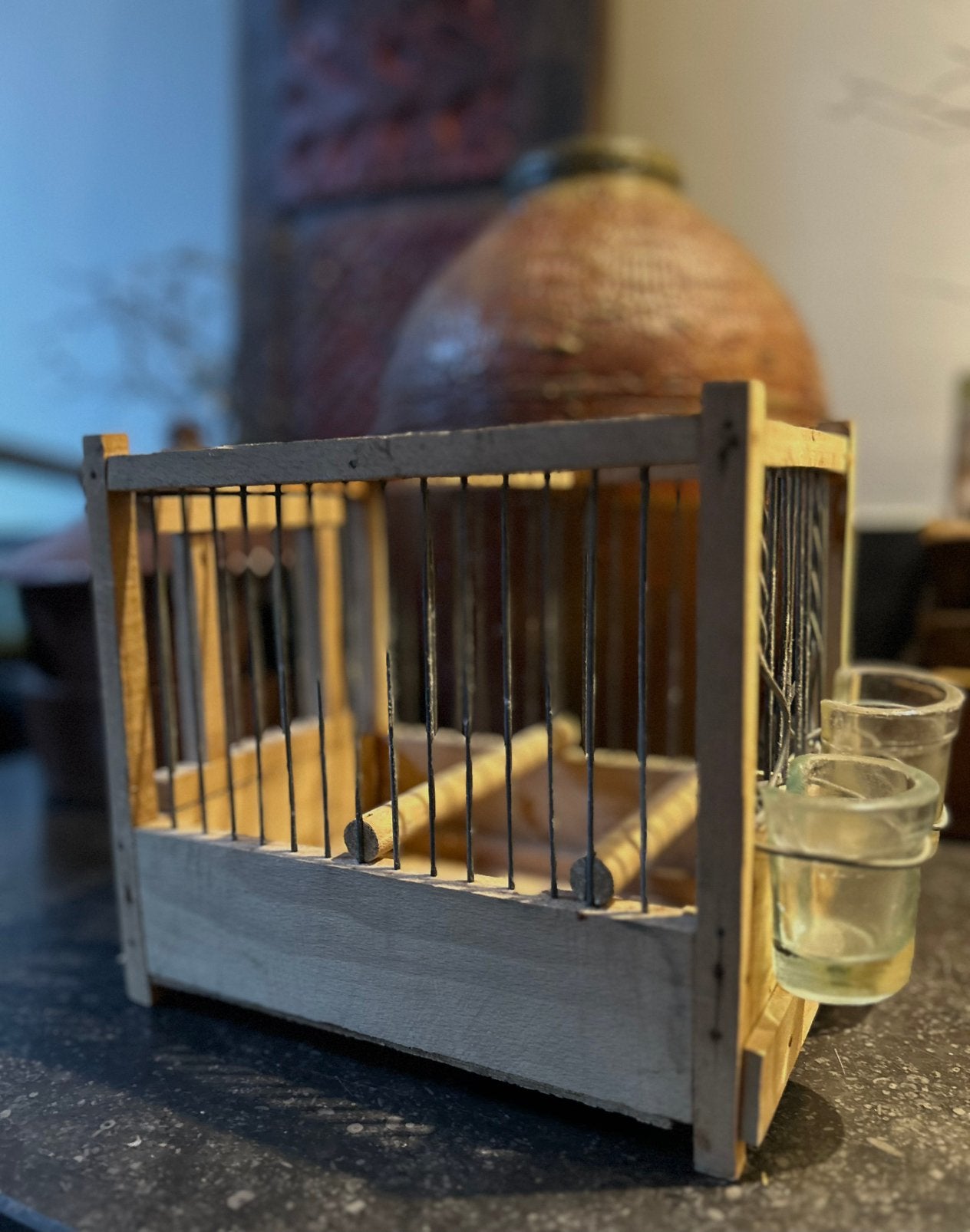 Vintage vogel tentoonstelling kooitje voer/water bakjes, Ophalen of Verzenden