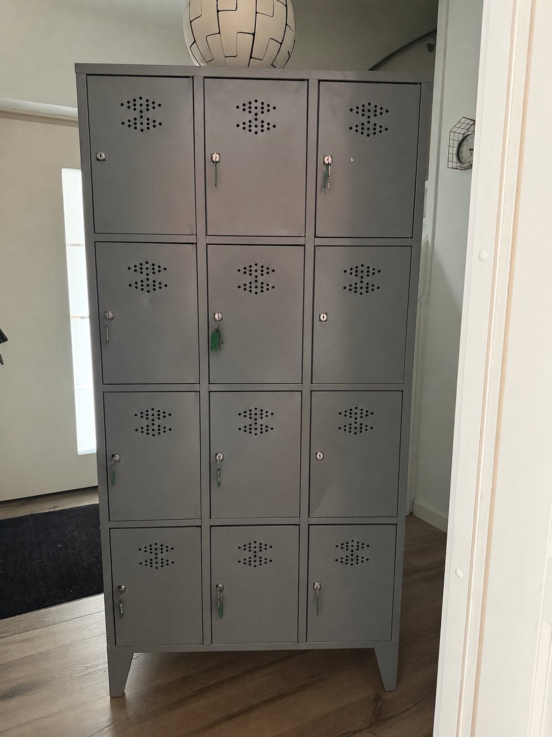 Stoere industriële lockerkast kluisjeskast 12 vakken grijs, Ophalen, Gebruikt