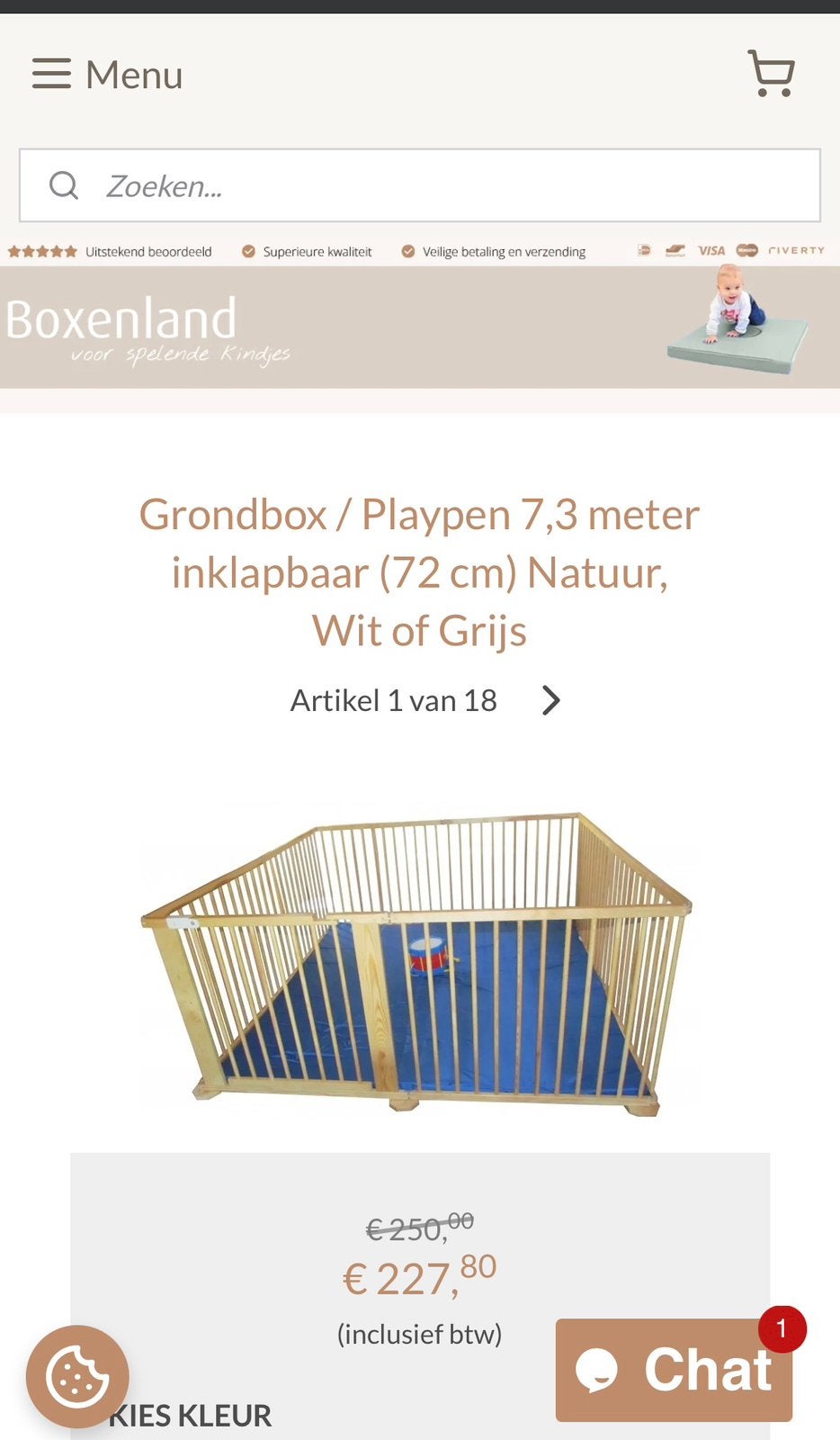 Grondbox playpen 7,3 meter inklapbaar van boxenland, Kinderen en Baby's, Boxen, Ophalen, Gebruikt