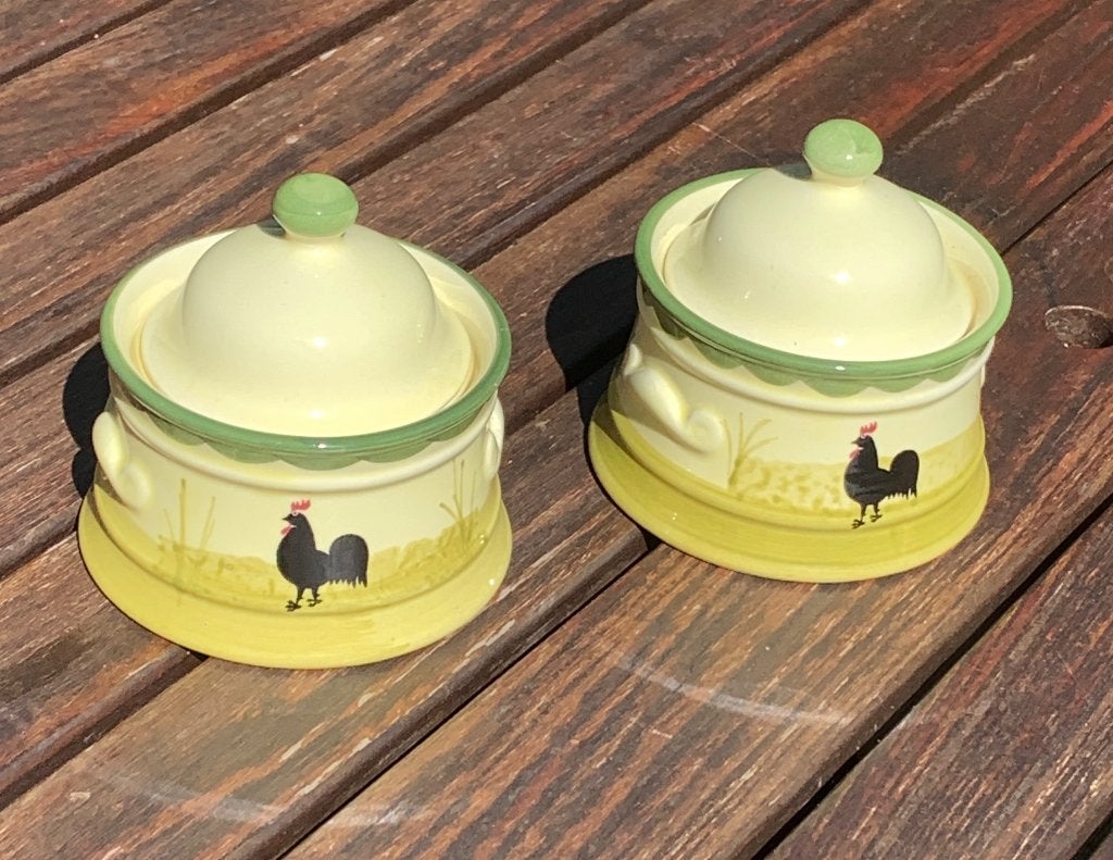 Twee suikerpotje met deksel van servies Zeller kip en haan, Huis en Inrichting, Keuken | Servies, Overige merken, Overige typen