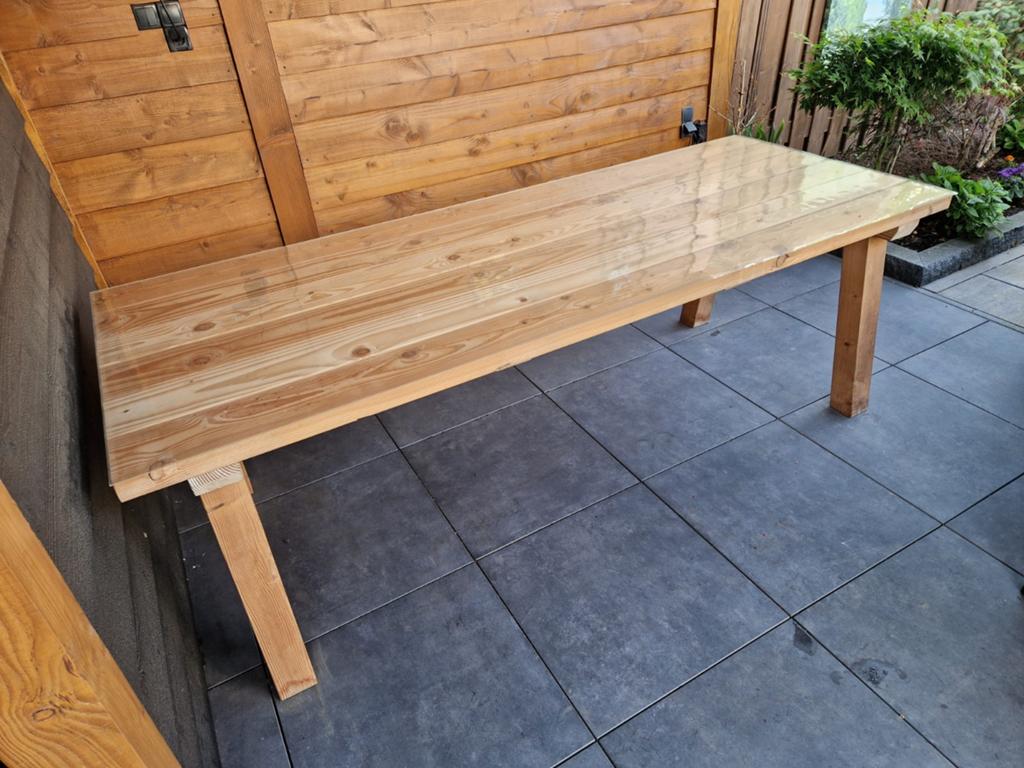 Douglas tuintafel 220 x 90 cm. Robuuste kwaliteit., Ophalen, Gebruikt, Hout