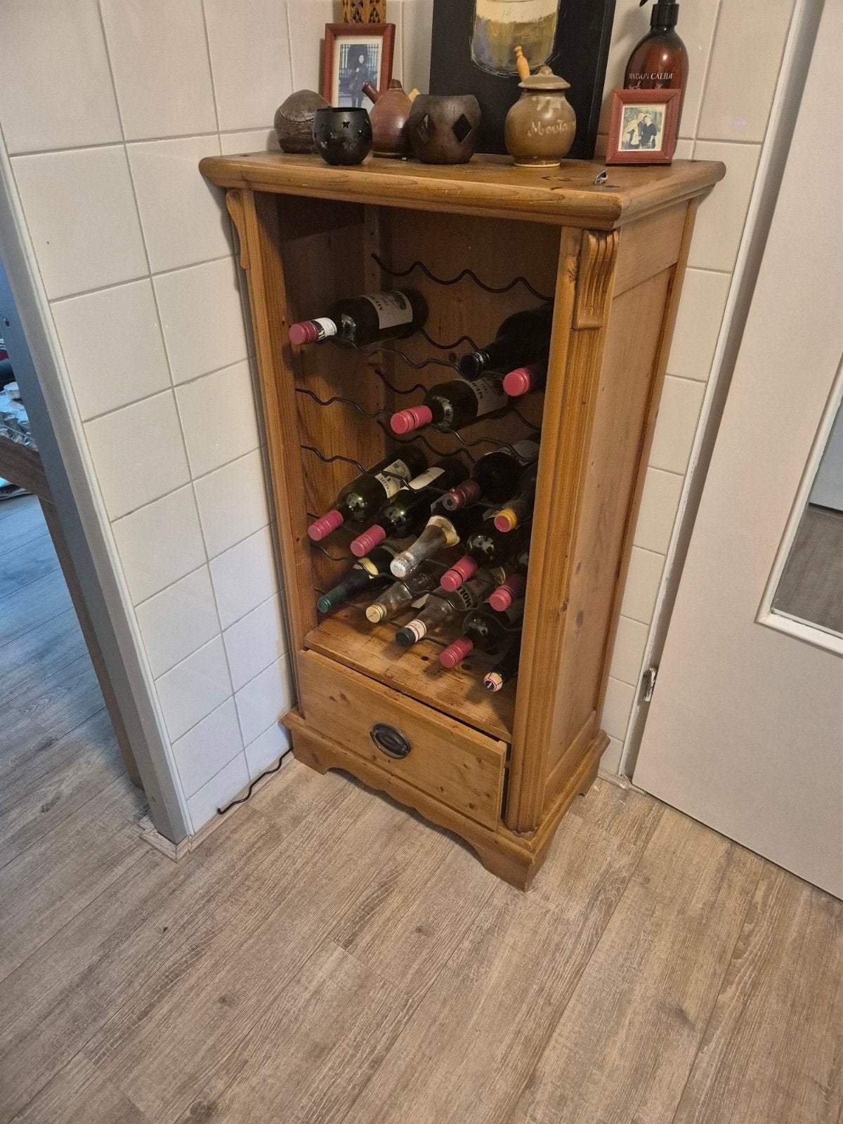 vintage oud grenen wijnrek, Ophalen, Gebruikt, Hout