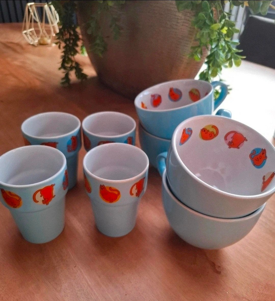 Jan Jans en de Kinderen servies - 4 bekers en 4 kommen, Gebruikt, Ophalen of Verzenden, Kom(men), Overige stijlen