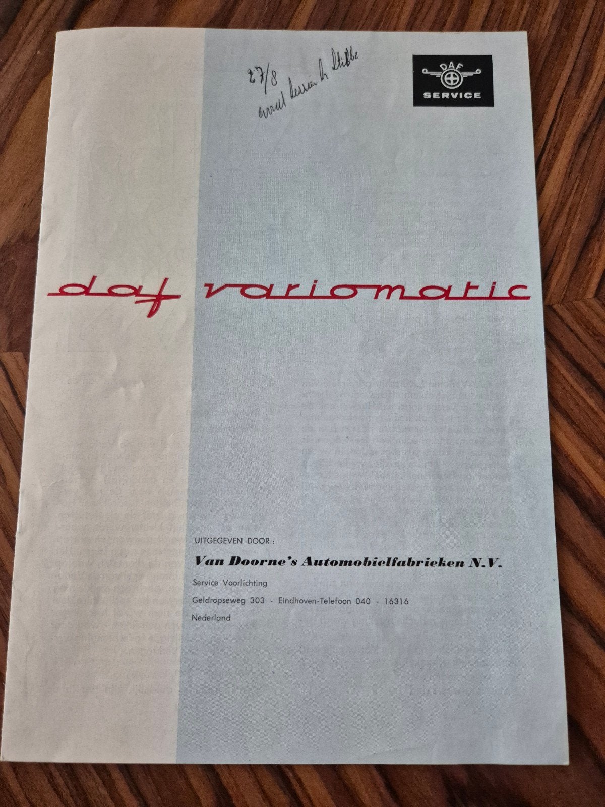 Folder Daf variomatic, Ophalen of Verzenden, Overige merken