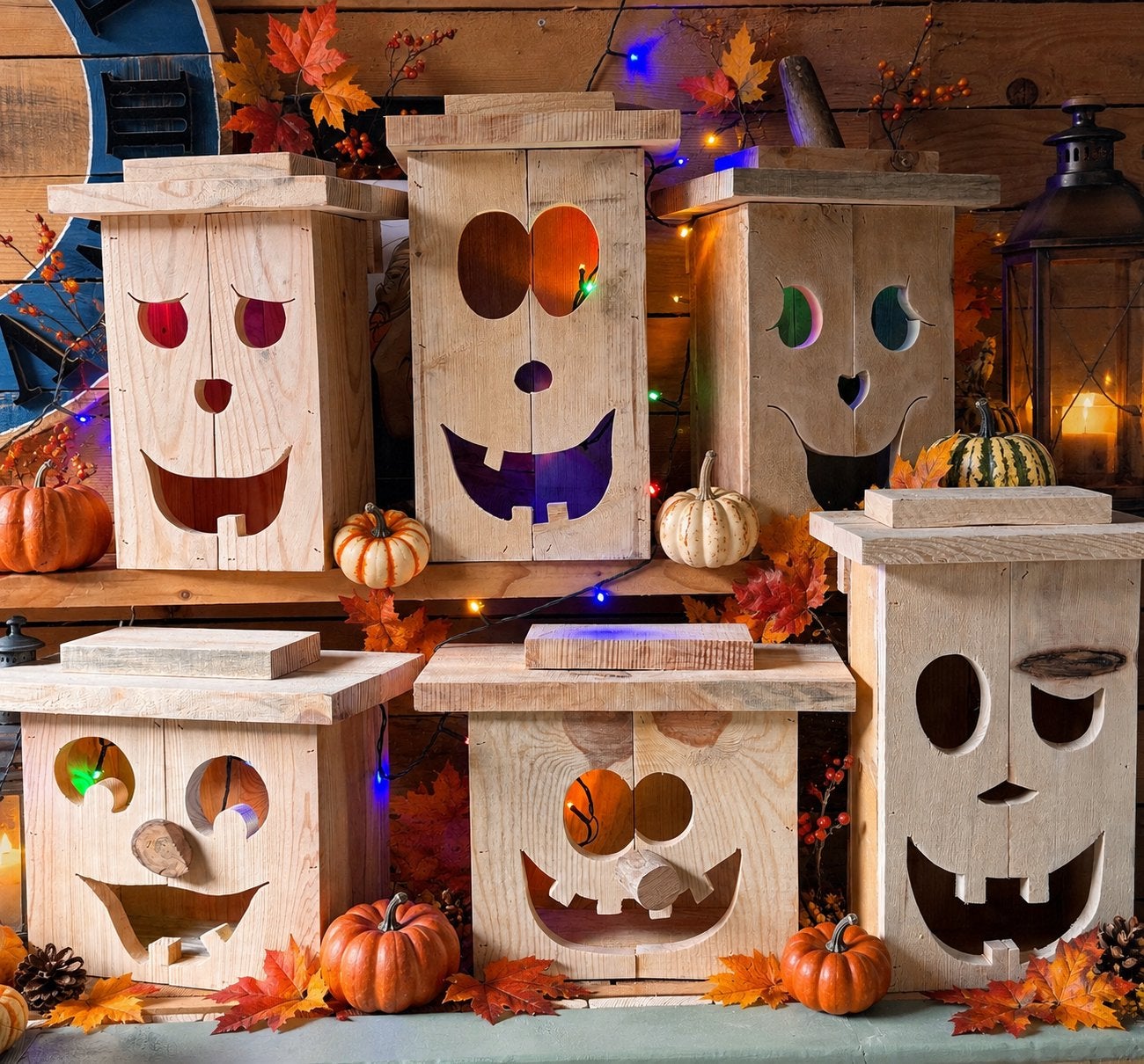 Pompoen van hout, halloween, herfstdecoratie, Ophalen of Verzenden, Nieuw