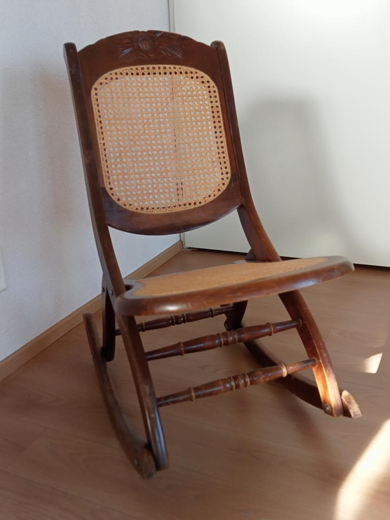 Schommel stoel rotan, Gebruikt, Bruin, Hout, Eén