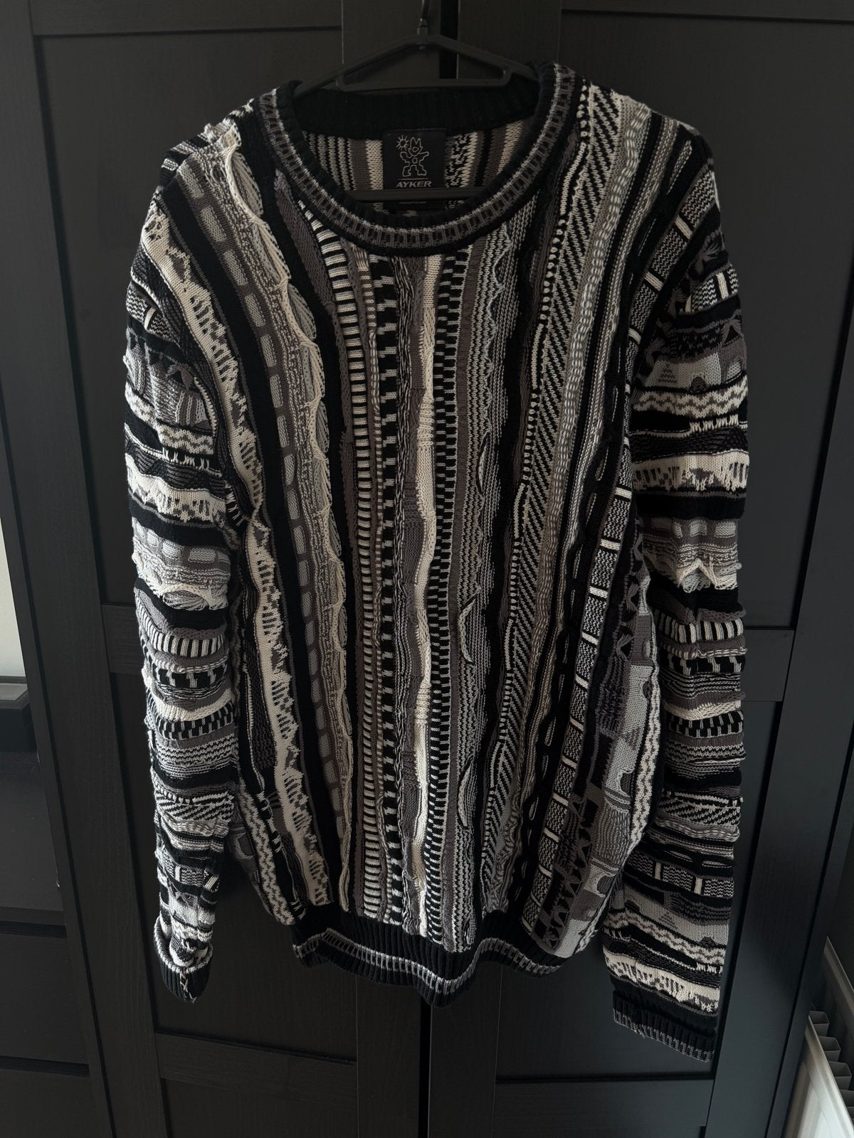 Ayker Coogi trui - Zwart/Wit/Grijs (Carlo Colucci Look), Kleding | Heren, Ophalen of Verzenden, Zo goed als nieuw, Maat 48/50 (M)