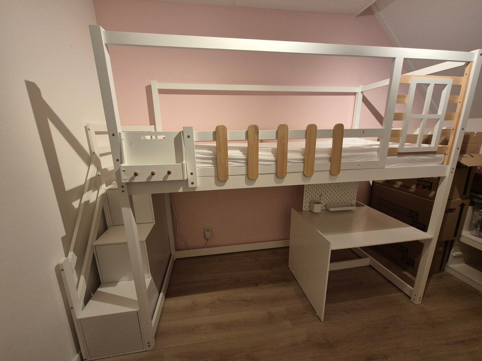 Hoogslaper met bureau - ophalen uiterlijk morgen!, Ophalen, Gebruikt, Eenpersoons, 160 tot 180 cm