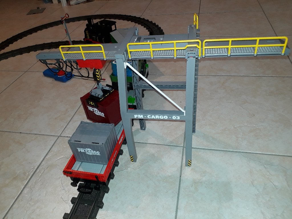 Goed passend bij LGB: De Playmobil Containerkraan € 49, Overige merken, Gebruikt, Gelijkstroom, Brug, Tunnel of Gebouw